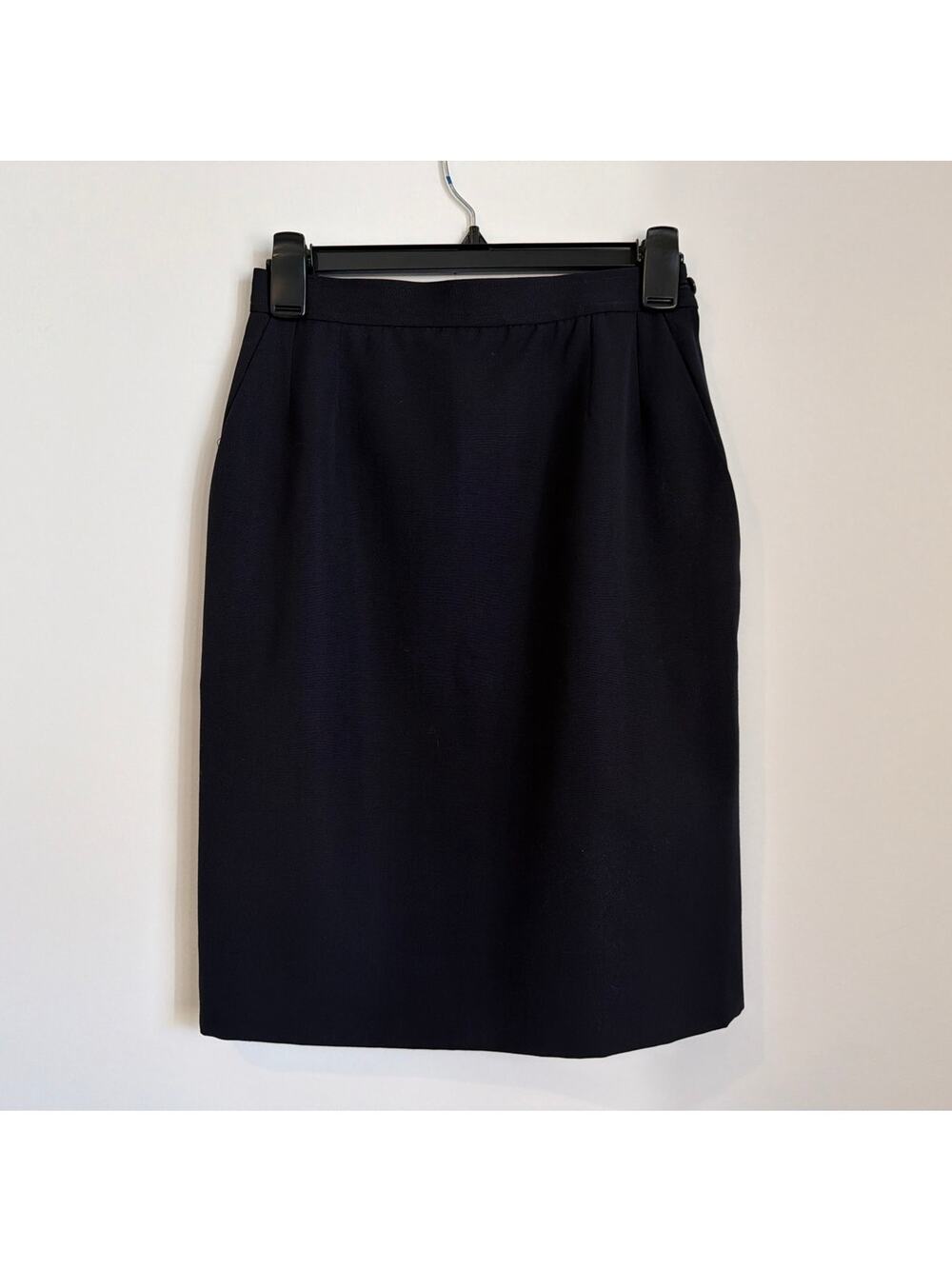 Vintage Yves Saint Laurent Rive Gauche Wool Pencil Skirt, Navy, Size Small/38
